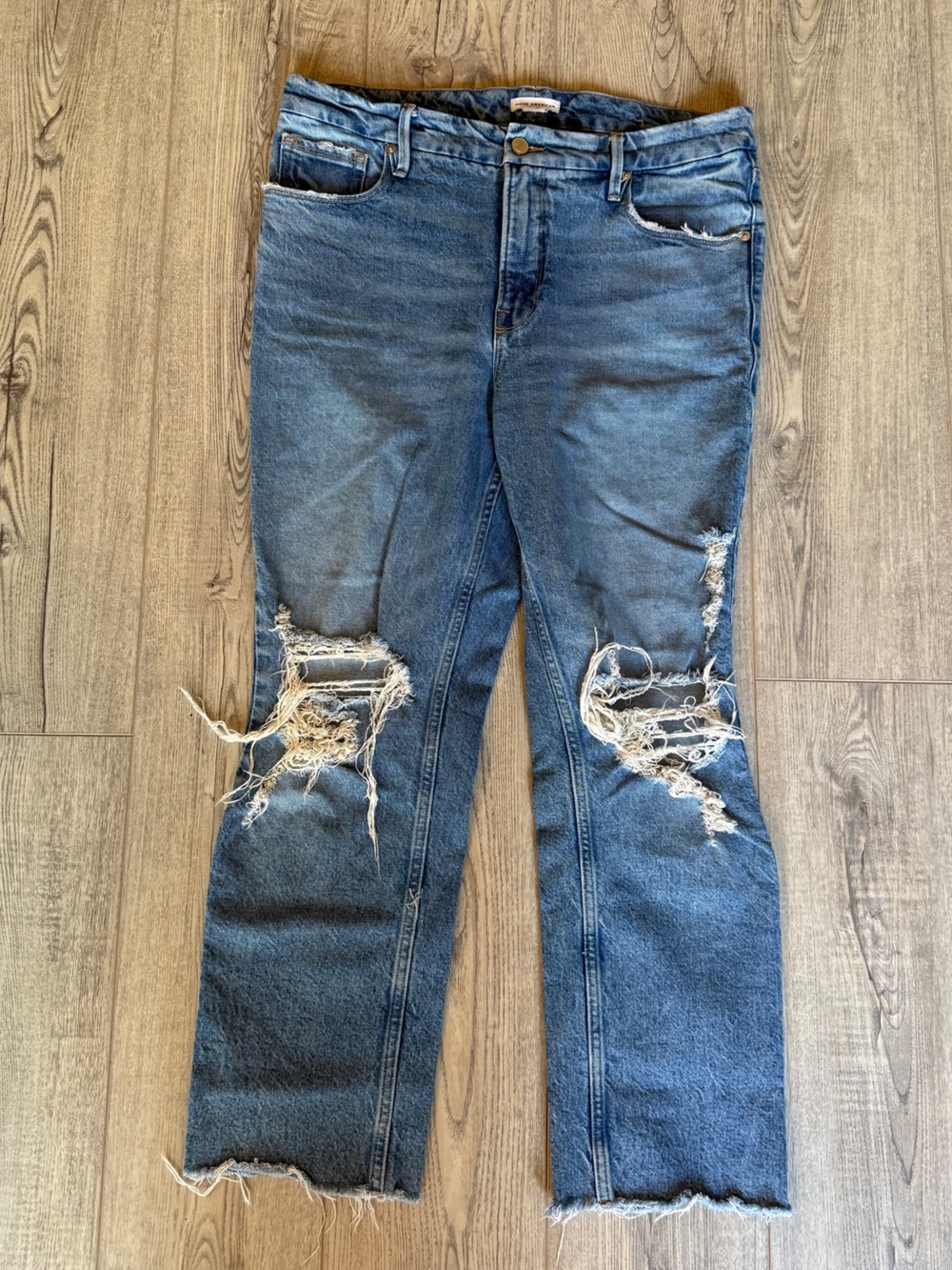 Good American Ripped No Stretch 90s Style Jeans
